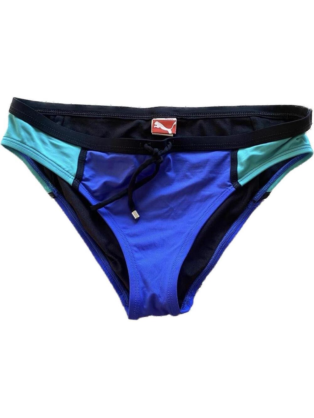 Vintage y2k low rise sporty athletic 2 tone blue and green swimsuit bottoms